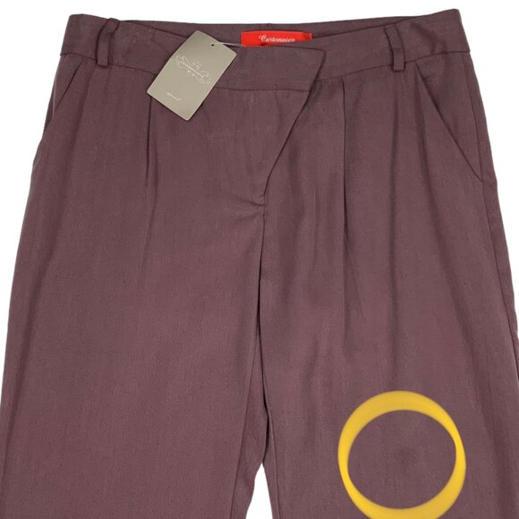 Anthropologie Cartonnier Tencel Pant 4 Purple Pleated Front Straight Leg Fall - Picture 7 of 12